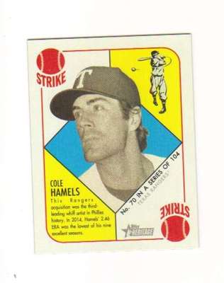 2015 Topps Heritage 51 Collection Mini Red Back #70 Cole Hamels Rangers