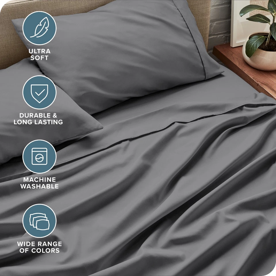 Juegos de sábanas de microfibra Bare Home - Colección Premium 1800 - Bolsillos profundos Foto 4 de 4