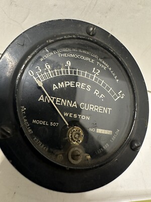 Weston 0 to 1.5  R.F. Amperes Panel Meter model 507 antenna current (T)...