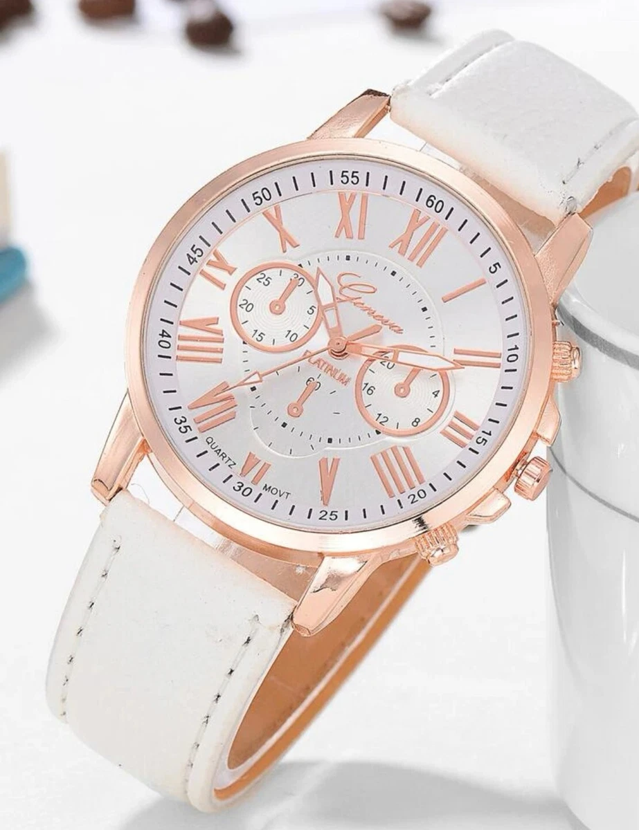 Ladies watches with white leather strap hot sale