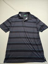 Ben Hogan Mens Performance Golf Polo Shirt Black/Gray Striped Size L