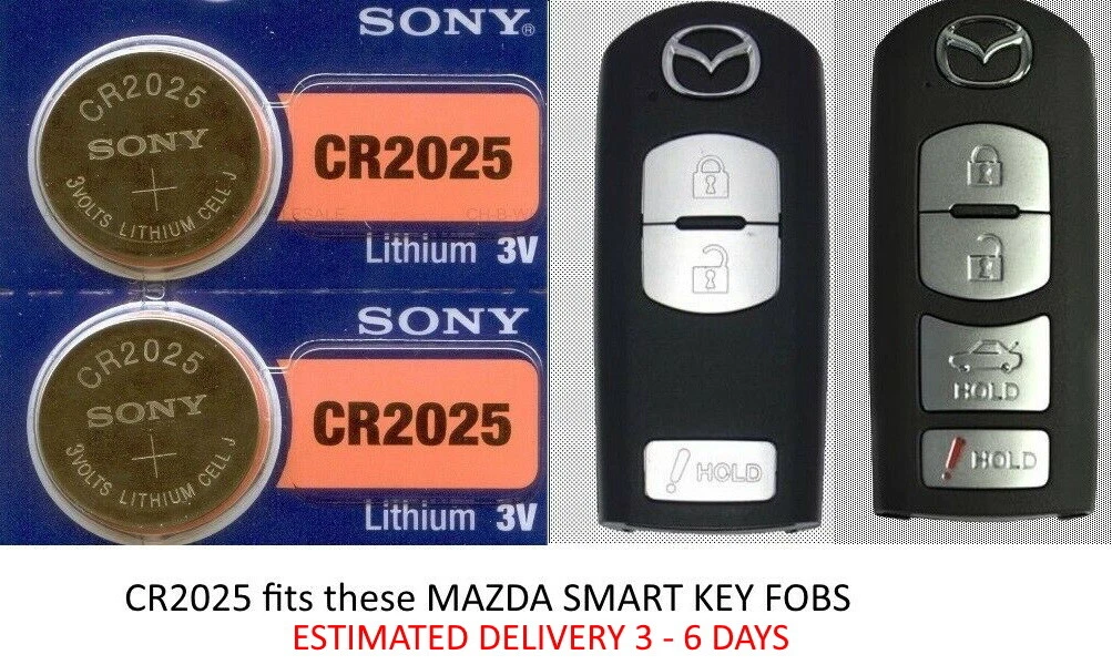 Remote Key Fob Battery for Mazda Smart Key - SONY MURATA CR2025 - 2 Pack |  eBay