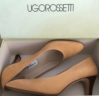 UGO ROSSETTI made in Italy women's pumps 37 mustard suede original packaging 299.50