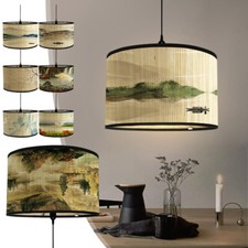 Retro Style  Chinese Lampshade Bamboo Painting Abstract Light Chandelier Cover 