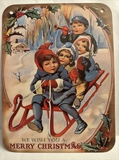 Christmas Decor Holiday VINTAGE STYLE Die Cut Cardboard 4.5 X 6