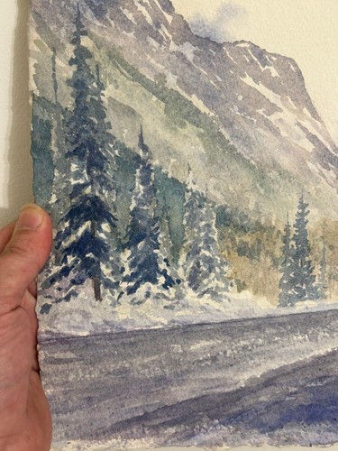 CHRIS ISKIW 11x14 - Original Art Watercolor Painting Winter snow tunnels COA - Picture 3 of 7