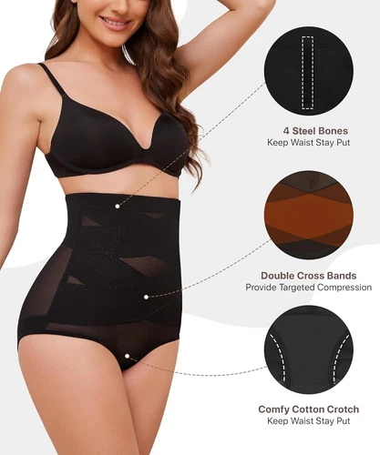 Women High Waist Shaping Panties Cross Compression Abs Briefs Tummy Body Shaper - Picture 3 of 40