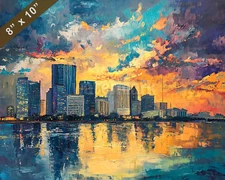New Orleans skyline oil painting 8x10 Print