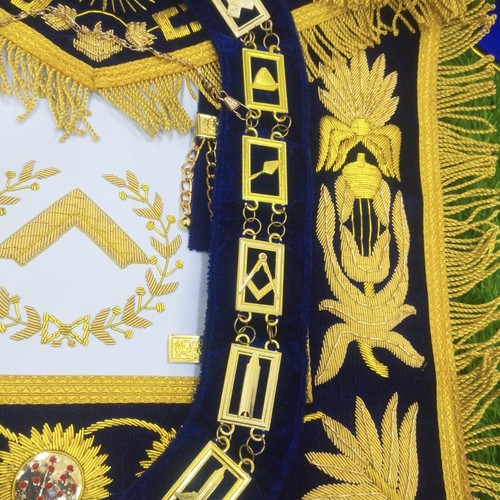 Nuevo Delantal Maestro Venerable Masónico Azul Con Cuello de Cadena y Joya-Hse - Imagen 6 de 12