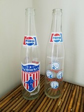 Set Of 2 Pepsi-Cola Soda Bottles Presidents & Kentucky's 74-76 Celebration Glass