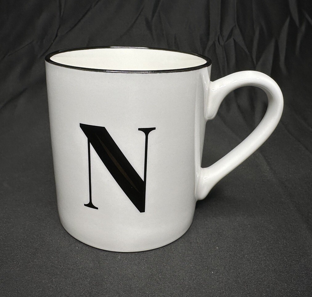 Threshold Stoneware Monogram Black & Gold Letter N Mug 4 | eBay