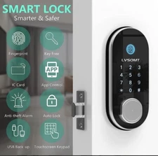 LVSOMT Smart Door Lock, Fingerprint, Passcode, App Control, IC Card Or Key
