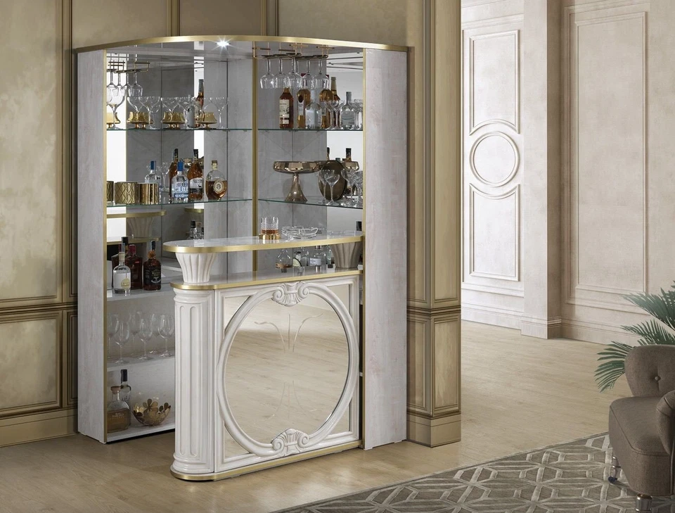 Aurora Italian Luxury High Gloss Beige & Gold Corner Bar Unit H2O Design £1399 - Image 2 of 4