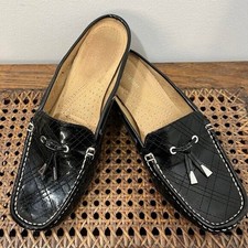 Naturalizer Black Tassel Quilted Size 8 Corpcore Dark Academia Slipper Mule Flat
