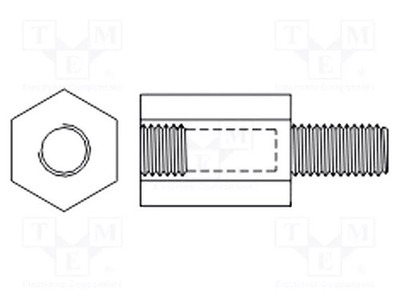 10 Stück FIX&FASTEN FIX-TP2.5-9 Distanzmuffe mit Gewinde