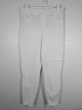 Spanx Jeans Womens Medium White Distressed Ankle Skinny Raw Hem Pull On Pants