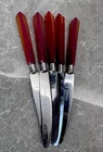Vintage Solingen Rostfrei 5 Fruit Knives Red Bakelite Style Handles Germany