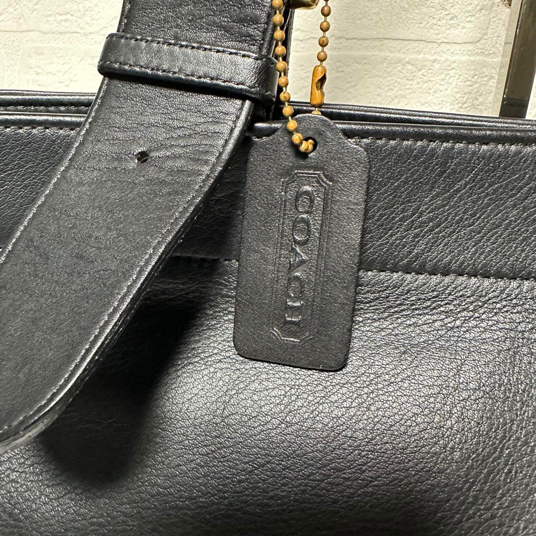 OLD COACH Vintage Shoulder Tote Bag Leather 4140 Black Used