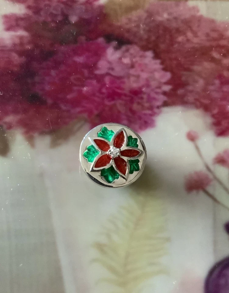 Hermoso anillo camaleón joya pop Navidad flor de pascua circonita esterlina no incluido Foto 2 de 4