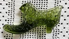 Vintage Fenton Hobnail Glass Slipper Shoe Colonial Green with Cat Head