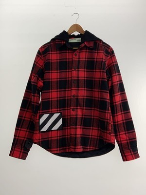 Mens Off-White OFF WHITE PADDED HOODIE SHIRT Bomber XXS RED Check OMGA061E18A270