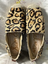 Sam Edelman Kesia Animal Print Leather Slip-On Espadrilles Size 6 Casual