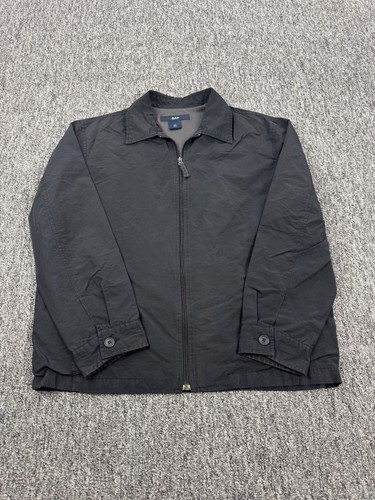 Vtg Gap Jacket Men Large Black Full Zip Lightweight Utility Harrington Bomber