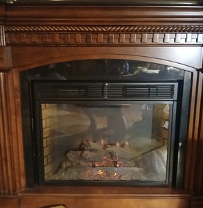 Traditional Wood Electric Fireplace & Surround, Brown, Remote Control