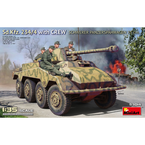 Sd.Kfz. 234/4 Schwerer Panzerspahwagen 7,5 Cm W/Crew Kit 1:35 Miniart Kit Mezzi-image