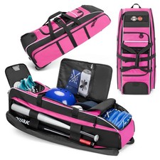 Rolling Baseball Bag with Wheels, Softball Catchers Bag for 4 Bats, Wheeled B...