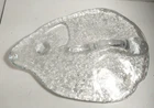 BLENKO CLEAR ART GLASS MOUSE CHEESE BOARD PLATE w HANDLE, FREE SHIPPING