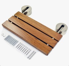 20 Teak Folding Shower Wall Mount Seat Bench 400lb Fold Down Slim Design
