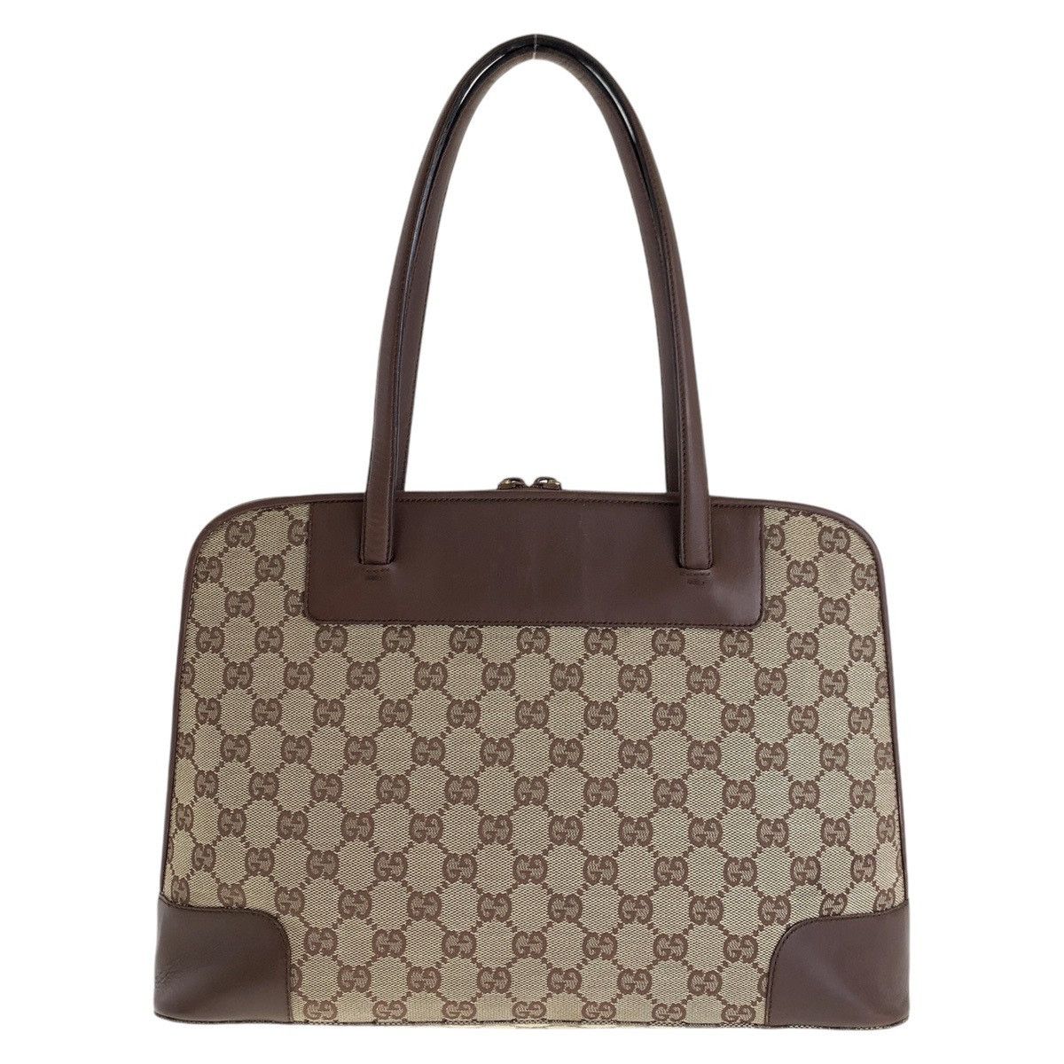 GUCCI Brown Gold Hardware GG Canvas Leather 002 1122 Tote GUCCI Brown Gold Hardware GG Canvas Leather 002 1122 Tote