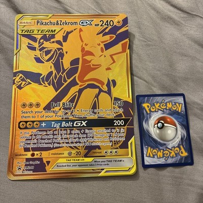 ゼクロムbwr gemix10gold Pikachu & Zekrom GX SM248 Jumbo Gold Tag Team Pokémon Promo Card