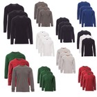 Herren Langarm Shirt 3er Pack Set Longsleeve T-Shirt Sweatshirt Rundhals Basic