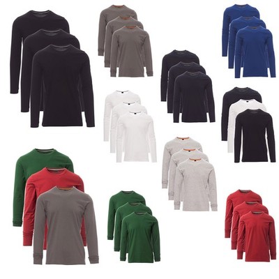 Herren Langarm Shirt 3er Pack Set Longsleeve T-Shirt Sweatshirt Rundhals Basic