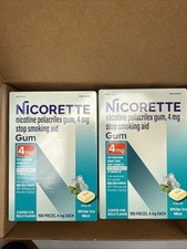 Nicorette Nicotine Gum Stop Smoking Aid 4 mg White Ice Mint Flavor