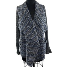 LUCKY BRAND Blue Long Sleeve Oversized Collar Wool Blend Cardigan Sweater Size M