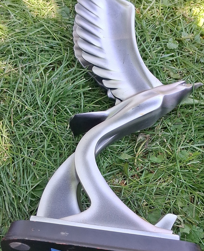 Silver & Black Metal Bird Figurine Sculpture with Base, Metallic Finish