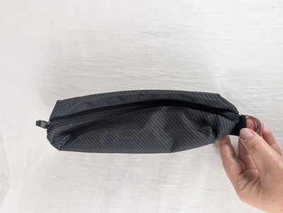 Thirty One Zip Up Pencil Case Pouch Textured Twill Black Gray Stripe NEW NIP