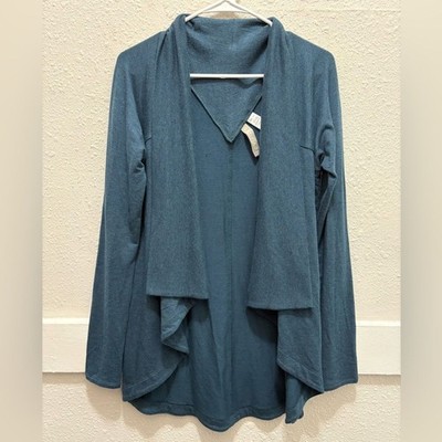 Athleta Nirvana Two Way Open Cardigan in Dark Vista Teal Size Small Tall