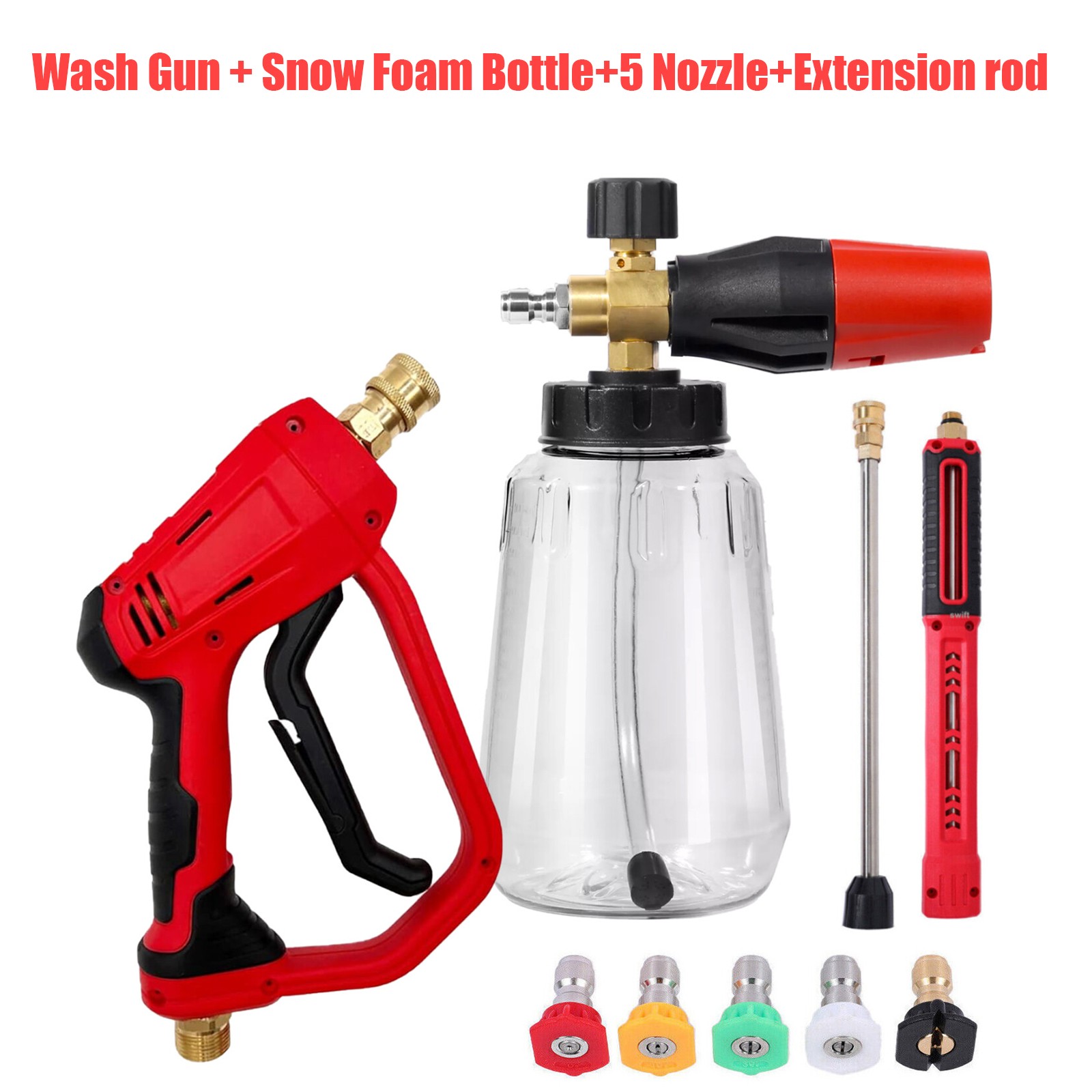 Pressure Washer Gun Car Wash Soap Lance Cannon Spray Jet Bottle Snow Foam Kit US
