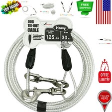 30ft Reflective Tie-Out Cable for Heavy Dogs Up to 125lbs - Ultimate Safety