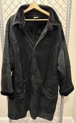 Vintage Dominic Bellissimo Luxury Black Shearling Lambskin Fur Coat Men's Sz 44