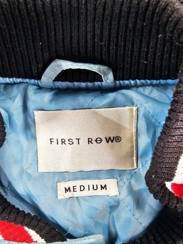 First Row Jacket Pen & Brush Varsity Jacket Mens Medium Sky Blue Quilted Lined image 5