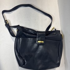 Vtg Perlinas Leather Blue Shoulder Bag