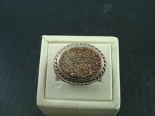 Sterling Silver Designer Oval Brown Druzy Statement Ring Size 9