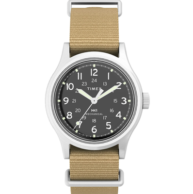 TIMEX Mens MK1 Mechanical TW2Y12000 Hand-Wind Black Dial Stainless