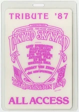 Lynyrd Skynyrd 1987 Tribute Concert Tour All Access Laminated Backstage Pass