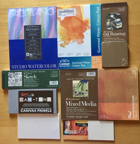 Art Paper Lot: Artist Tiles Mixed Media Pad Watercolor Paper Small Canvases